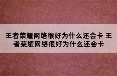 王者荣耀网络很好为什么还会卡 王者荣耀网络很好为什么还会卡